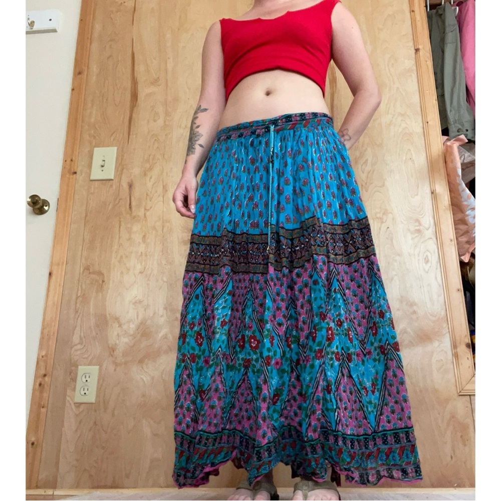 Jasmine Blue Tie Front Tiered Maxi Skirt